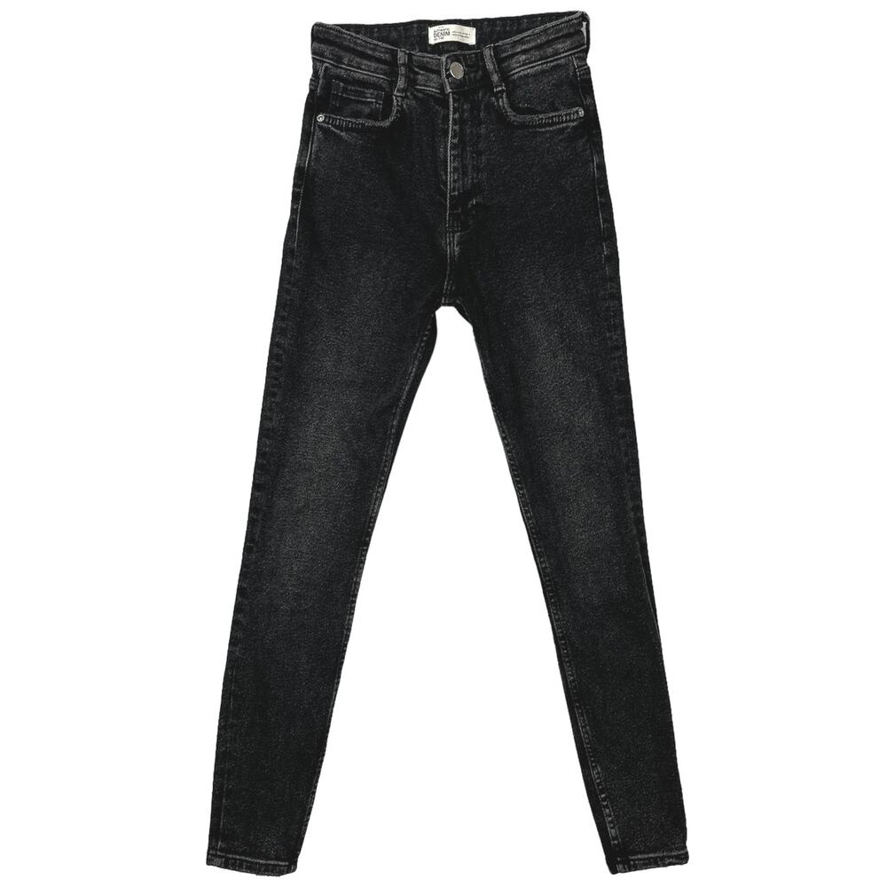 Zara Womens Charcoal Wash Black High Rise Skinny Tapered Leg Denim Jeans 2